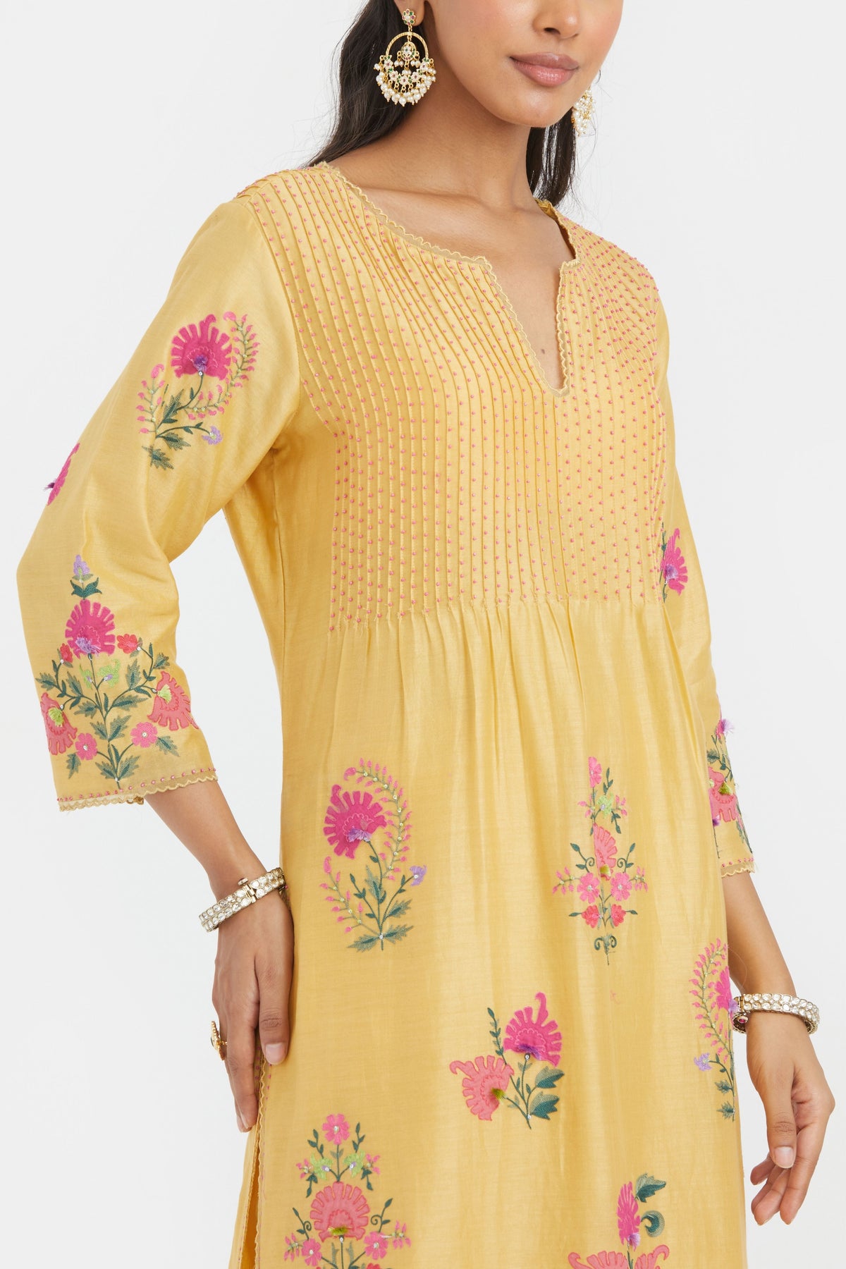 Chanderi Yellow Kurta Set