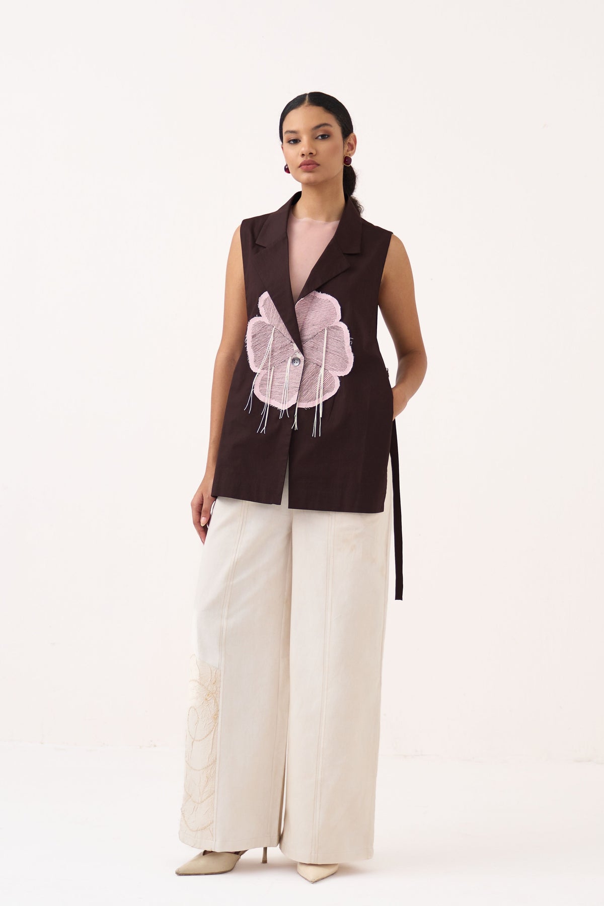 Floral Applique Waistcoat Set