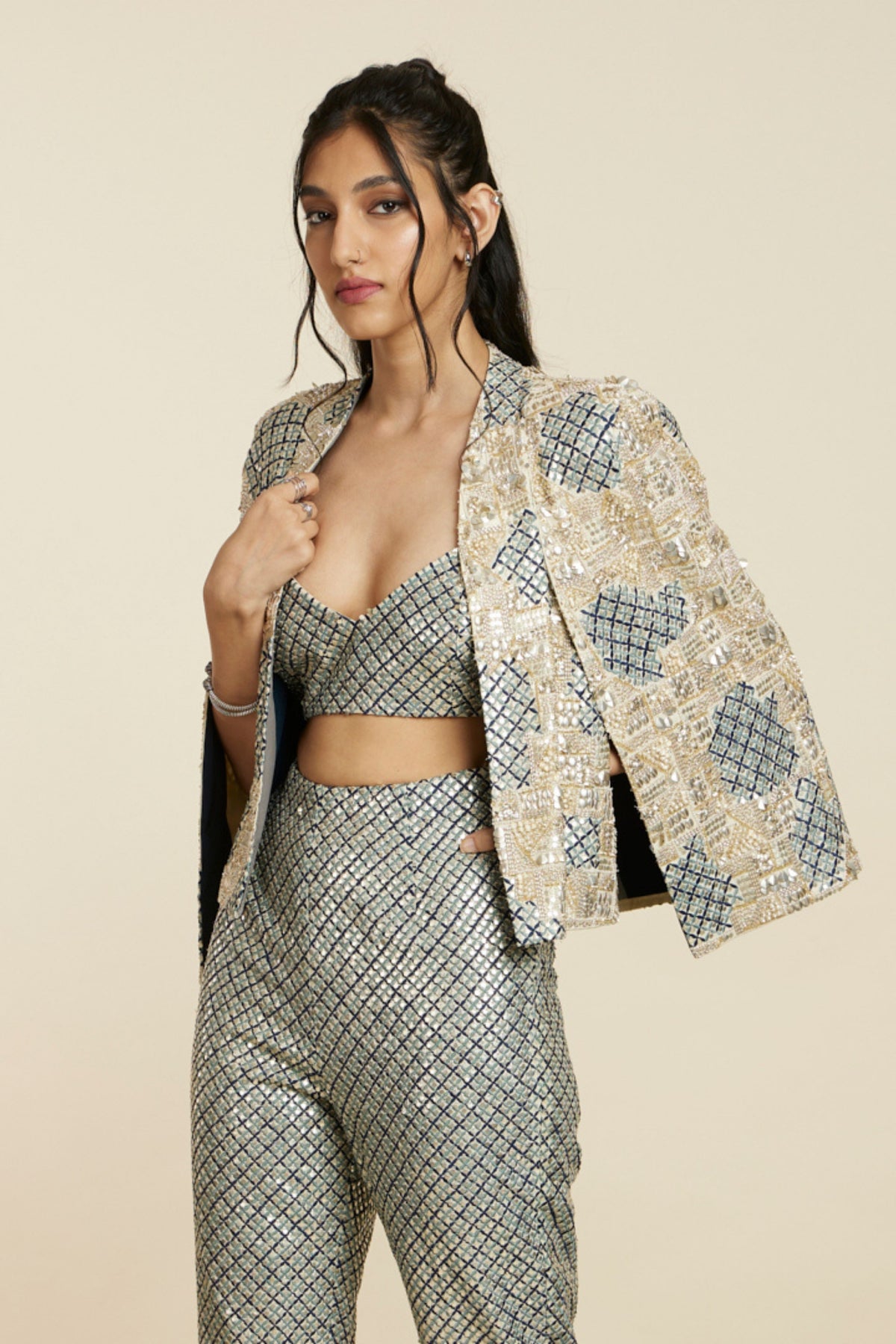 Metallic Noor Jacket Set