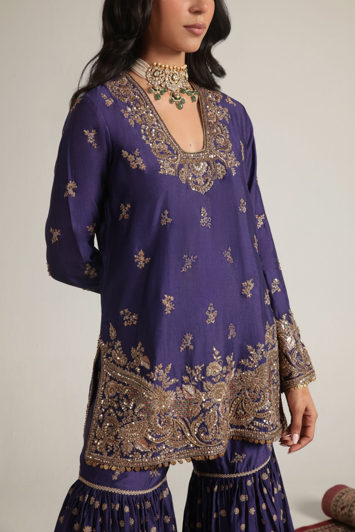 Purple Buti Sharara Set
