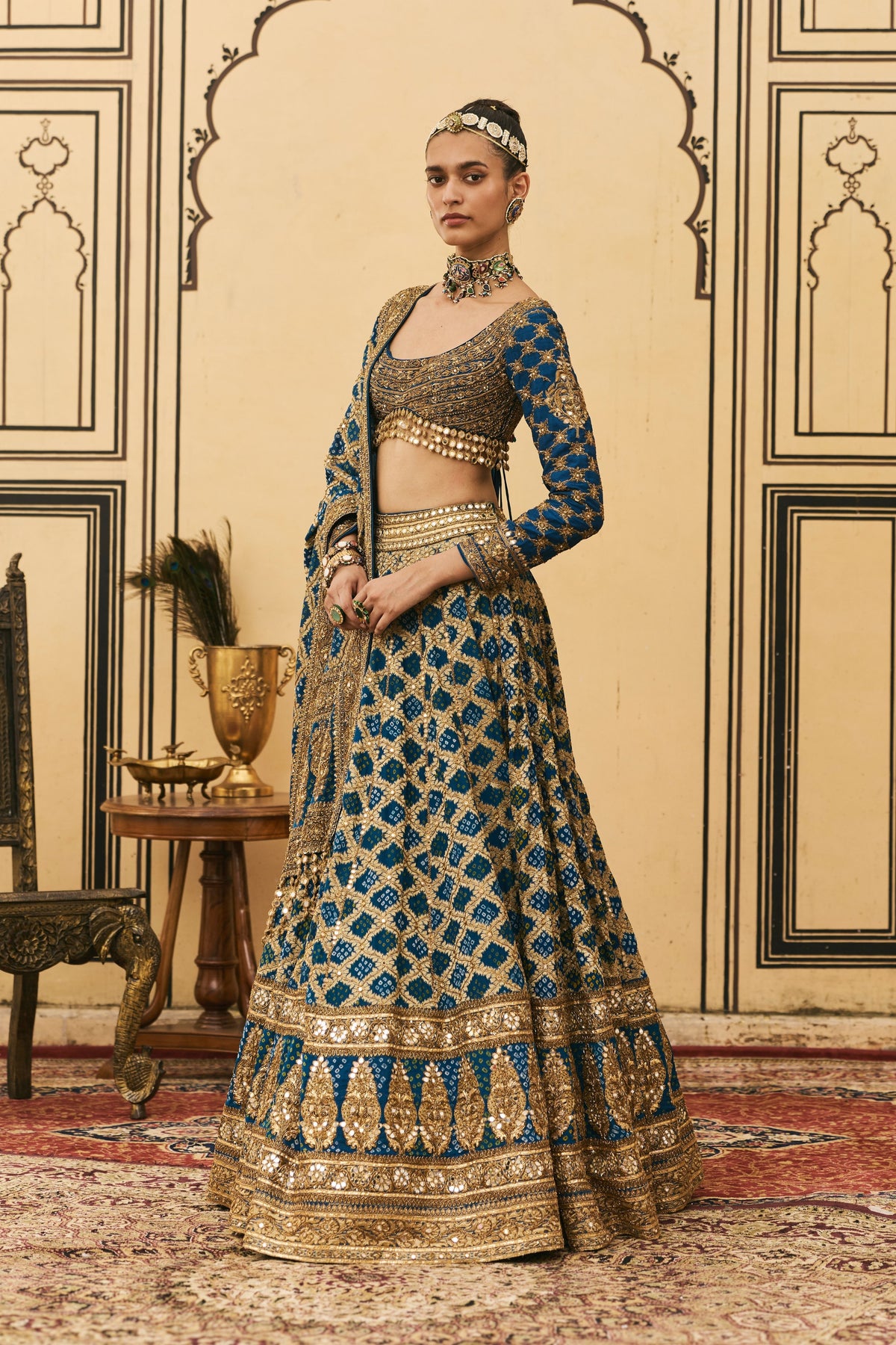 Blue Bandhani Lehenga Set