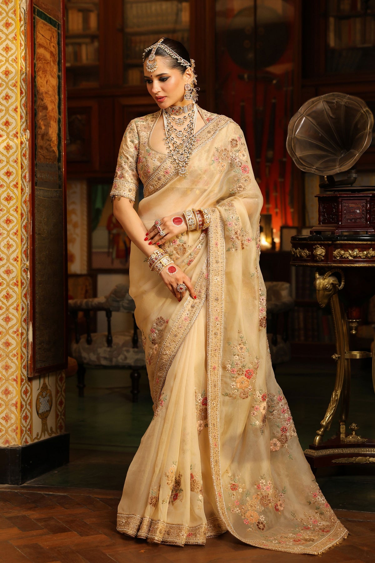 Ahista Ivory Mayur Saree Set