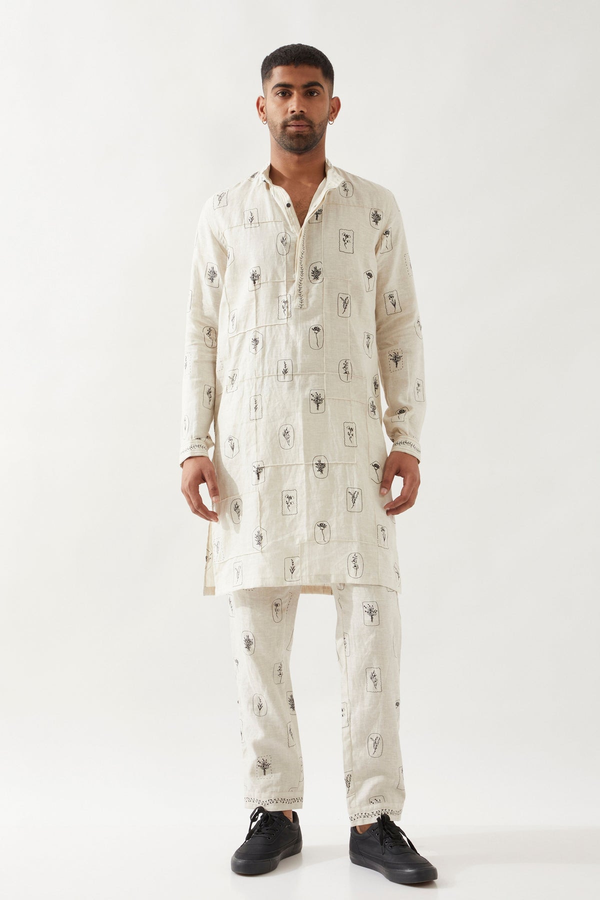 Slate Stamp Ivory Kurta Set