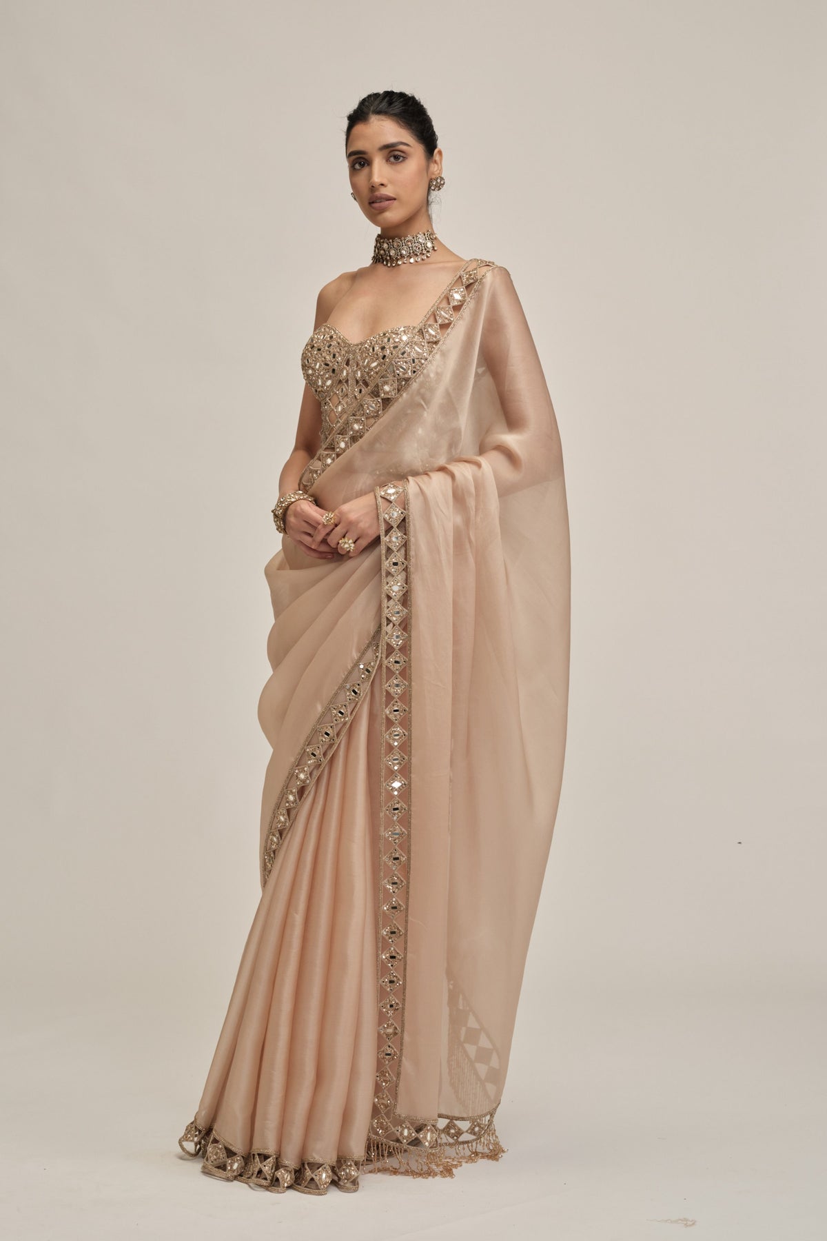 Modern Border Saree Set