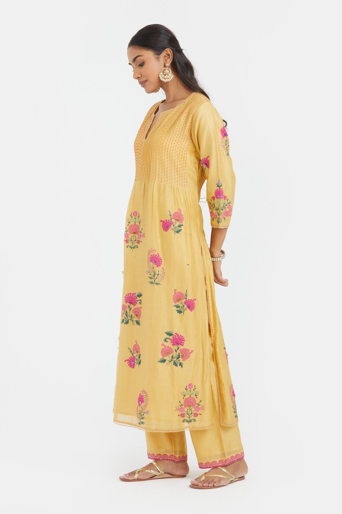 Chanderi Yellow Kurta Set
