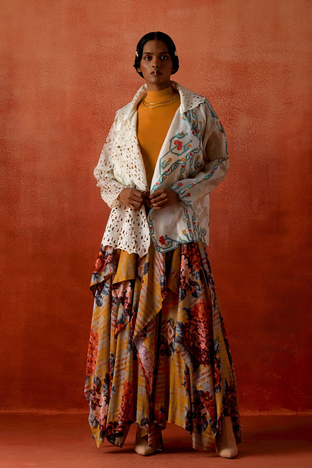 Printed Draped Skirt