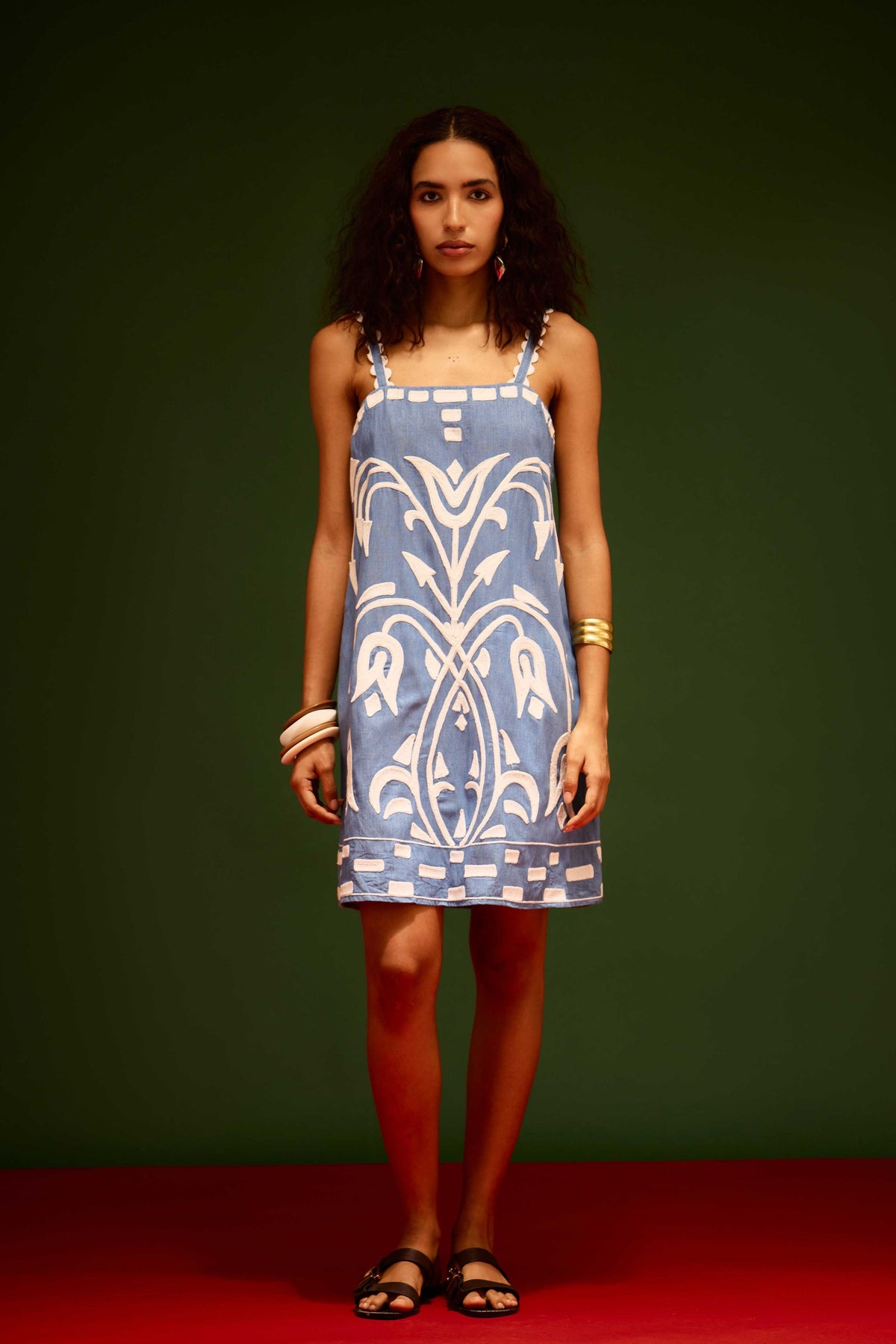 Denim Strappy Shift Dress