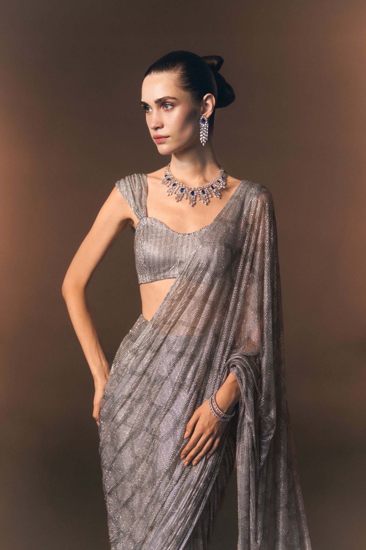 Argent Drape Saree Set