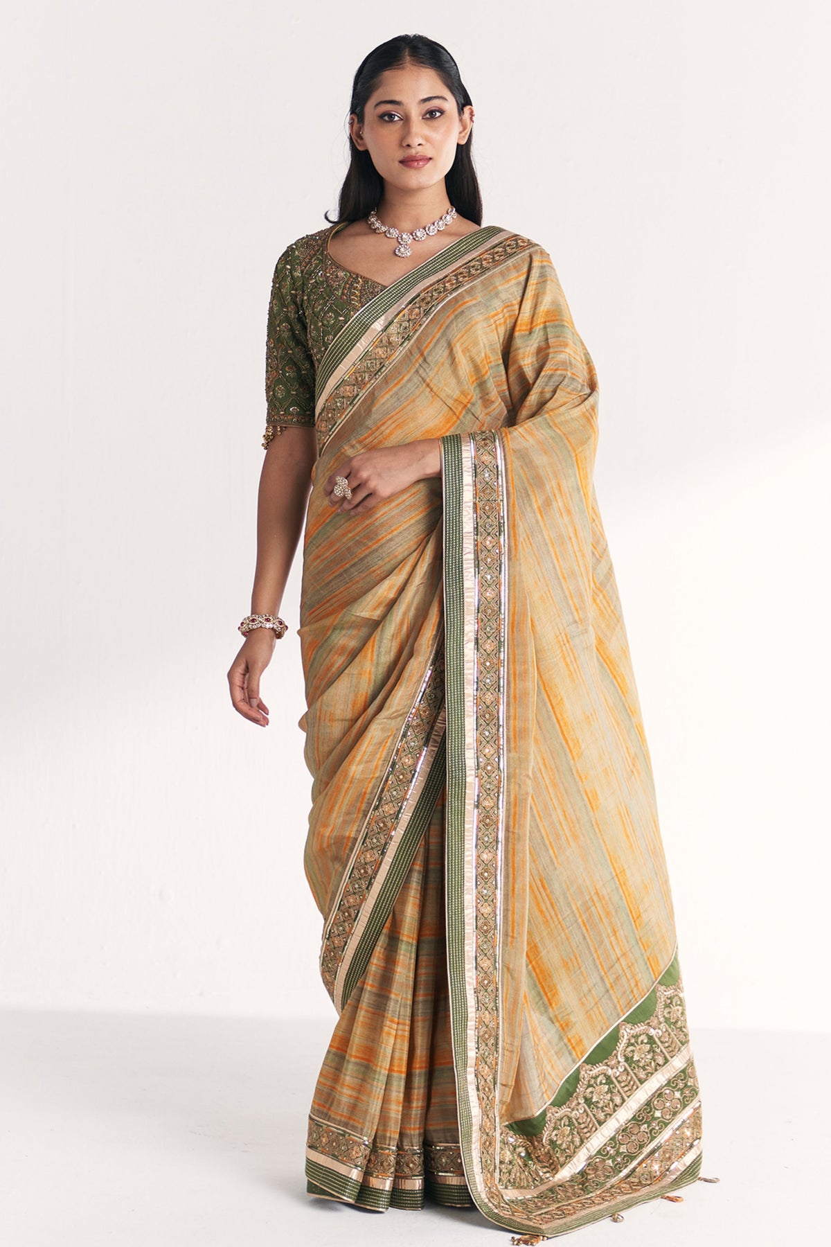 Morni Green Saree
