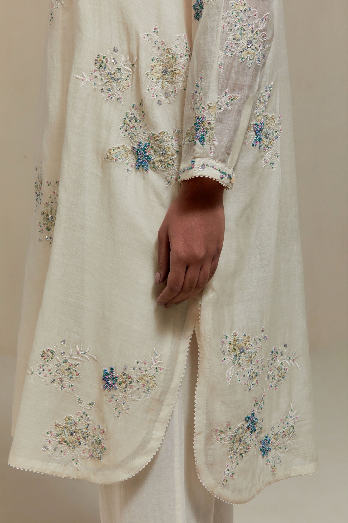 Blue Applique Kurta Set