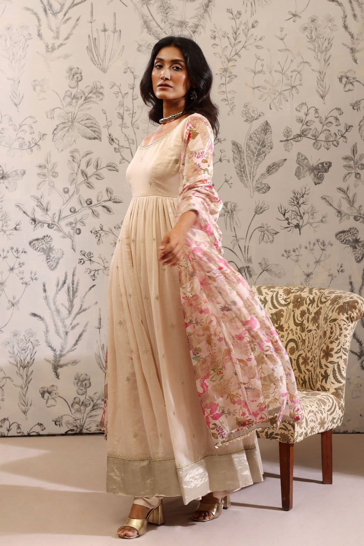 Aparajita White Anarkali Set