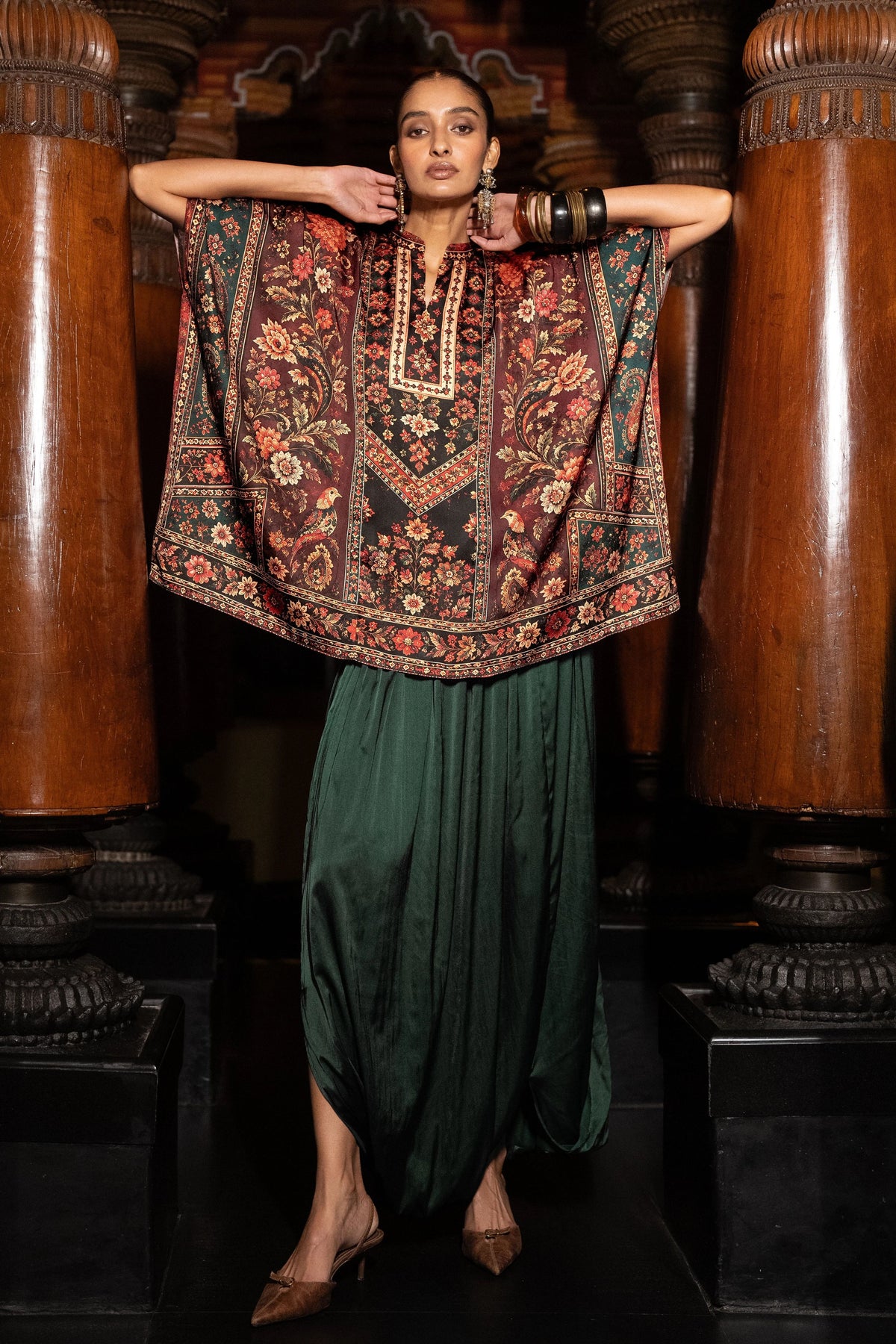 Floral Kaftan & Cowl Pants