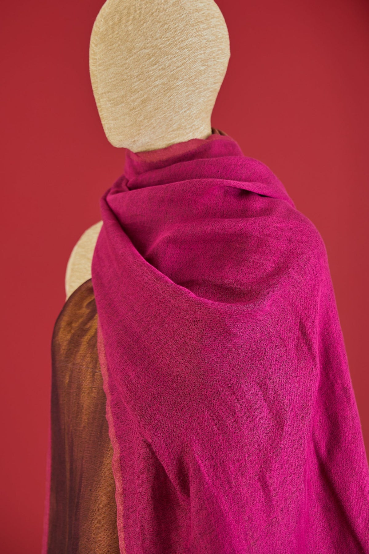 Wool Reversible Zari Pink Stole