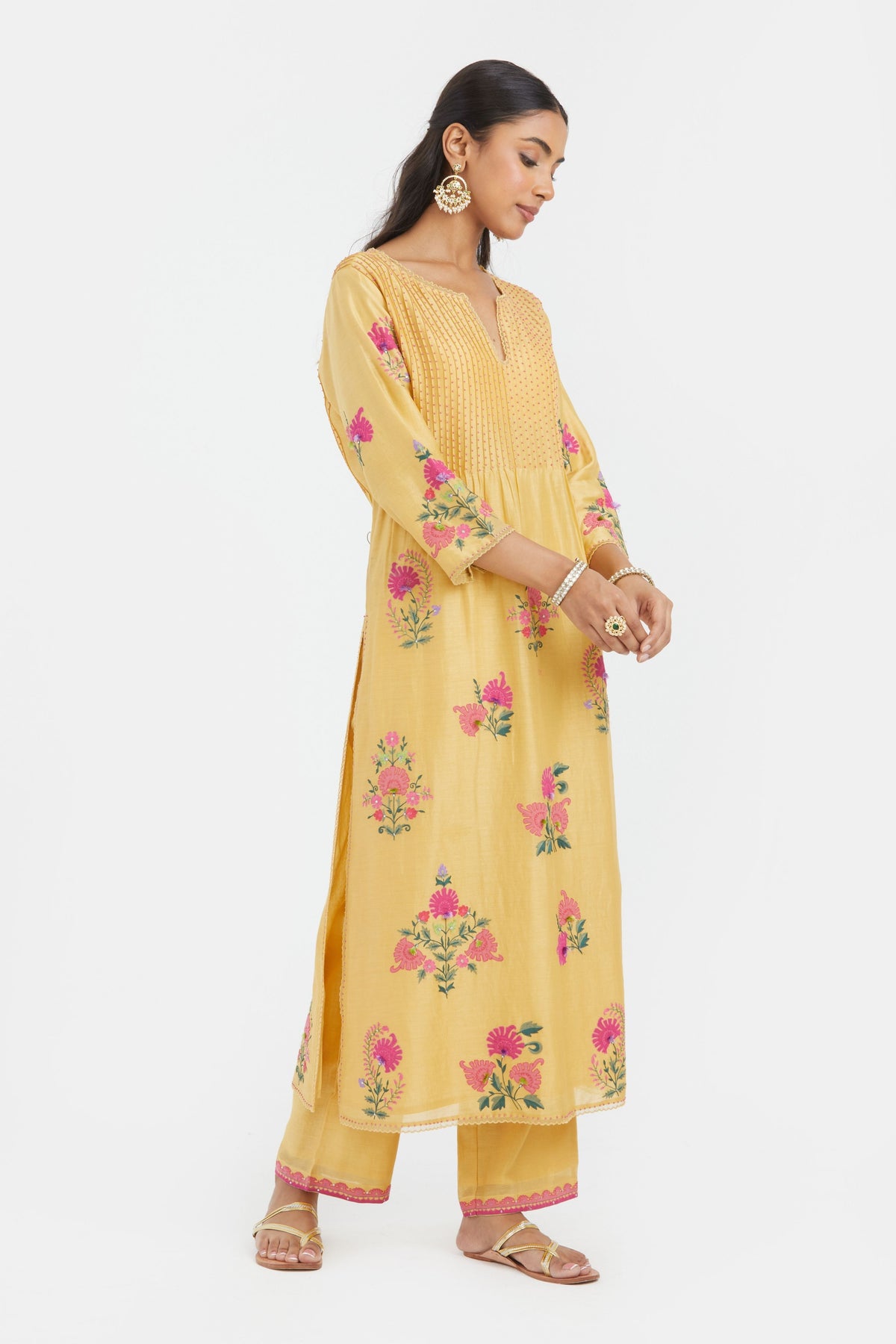Chanderi Yellow Kurta Set