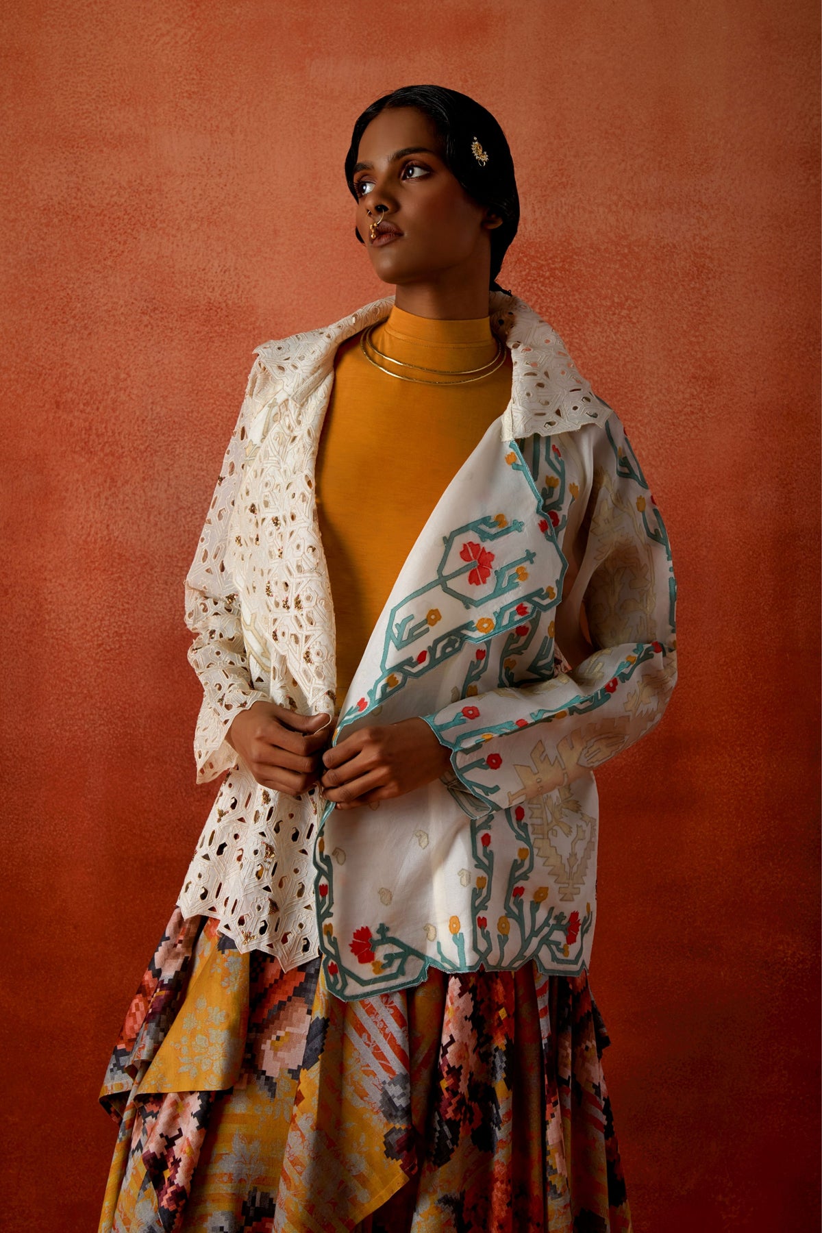 Printed Draped Skirt