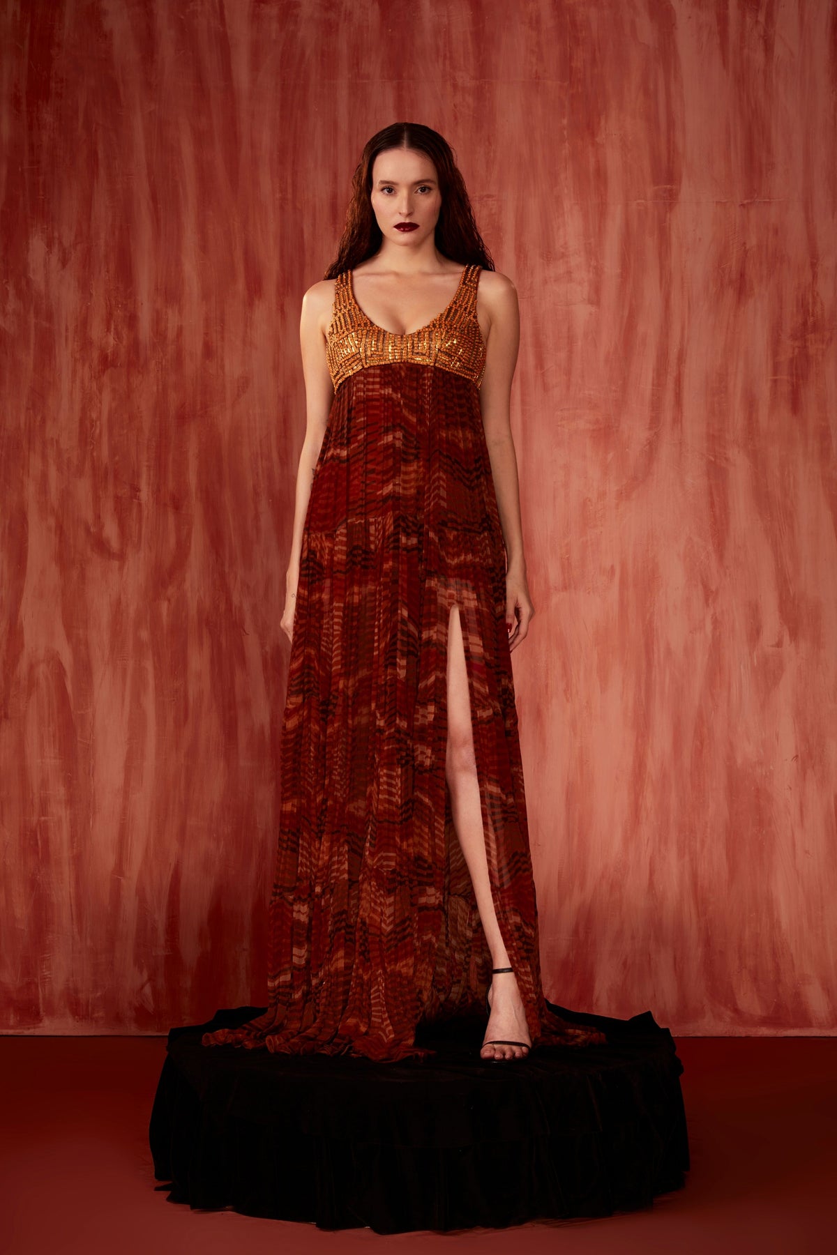 Tangerine Byzantine Print Maxi