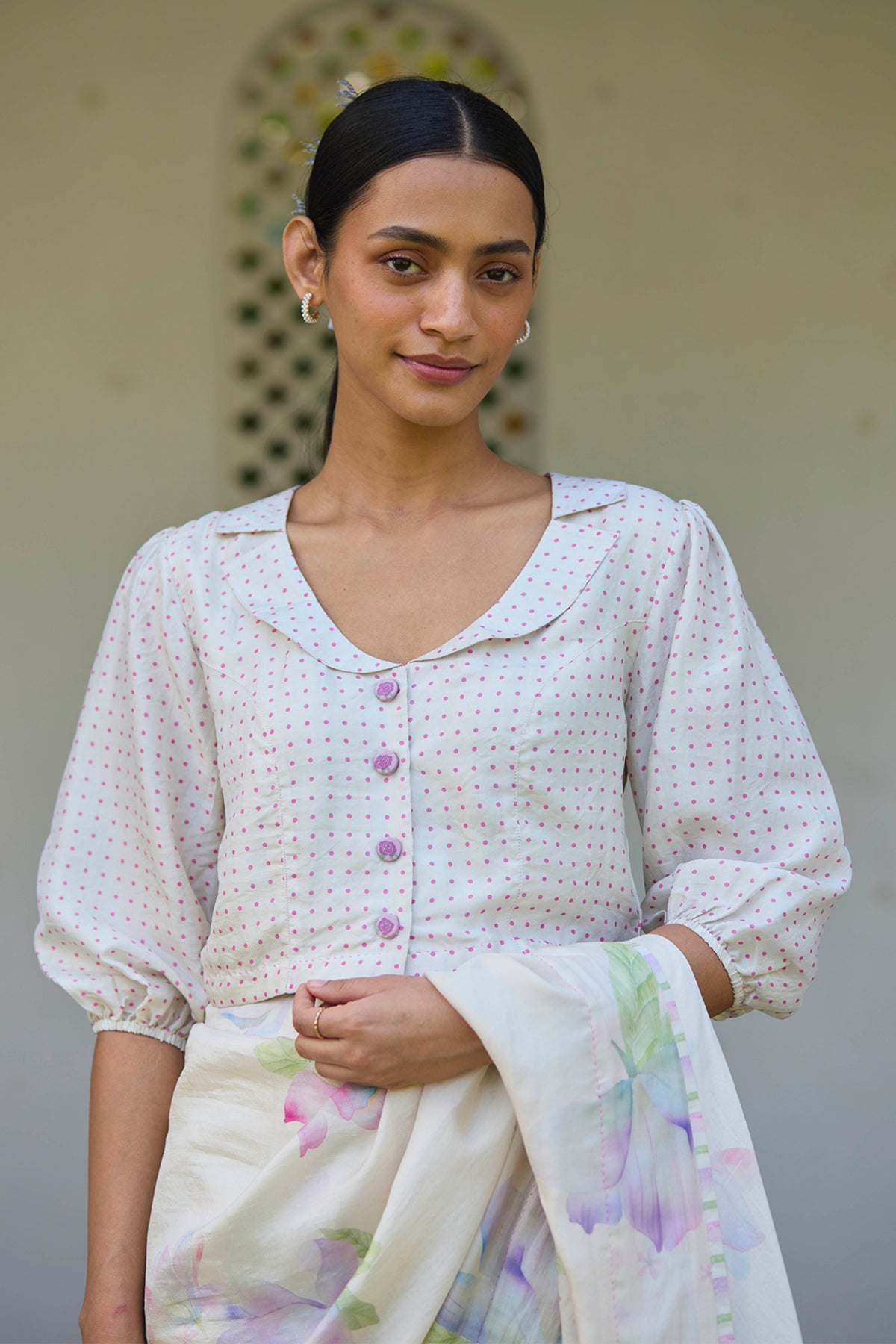 Dew Drops Beige Blouse