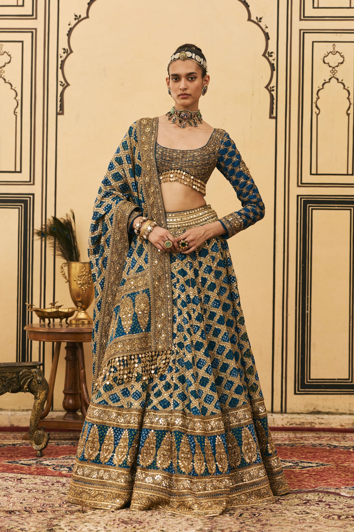 Blue Bandhani Lehenga Set