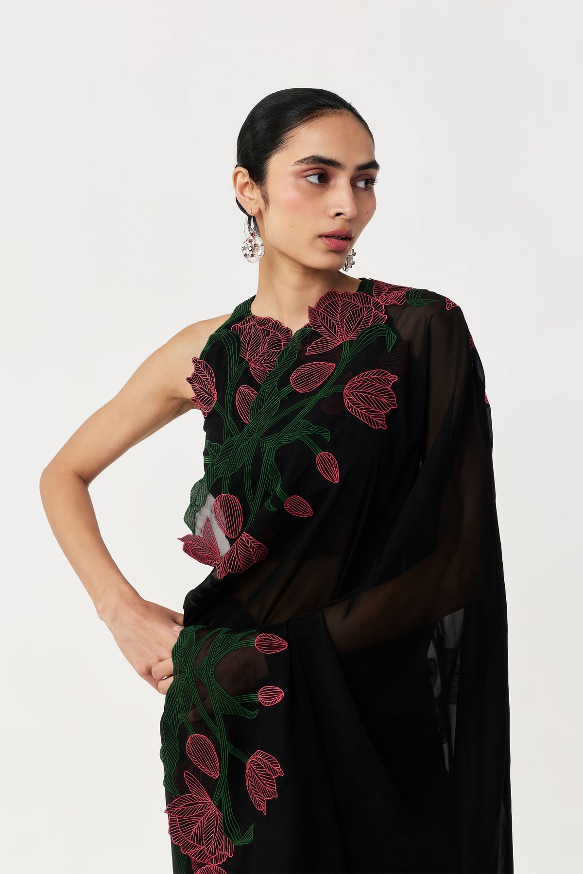 Wild Tulip Pre-Stitched Saree Set