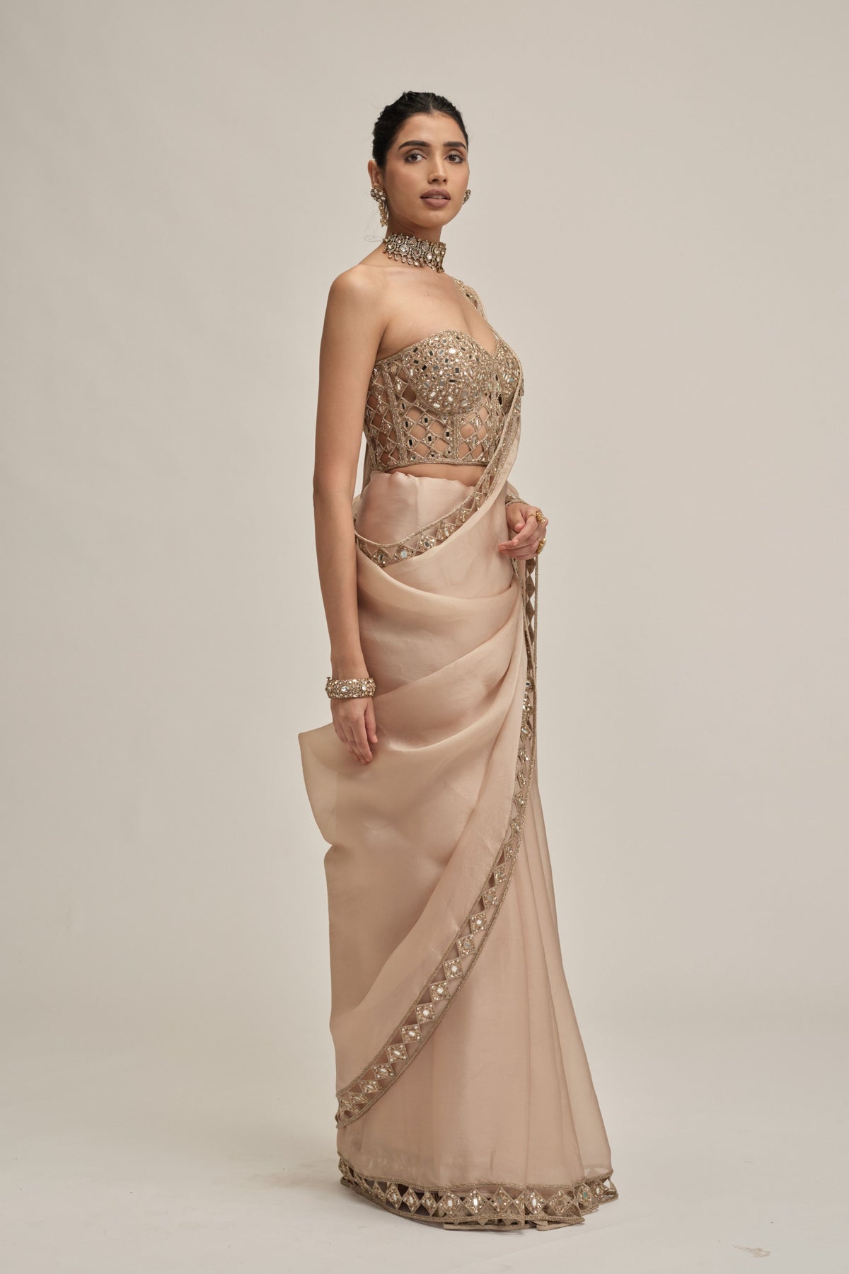 Modern Border Saree Set