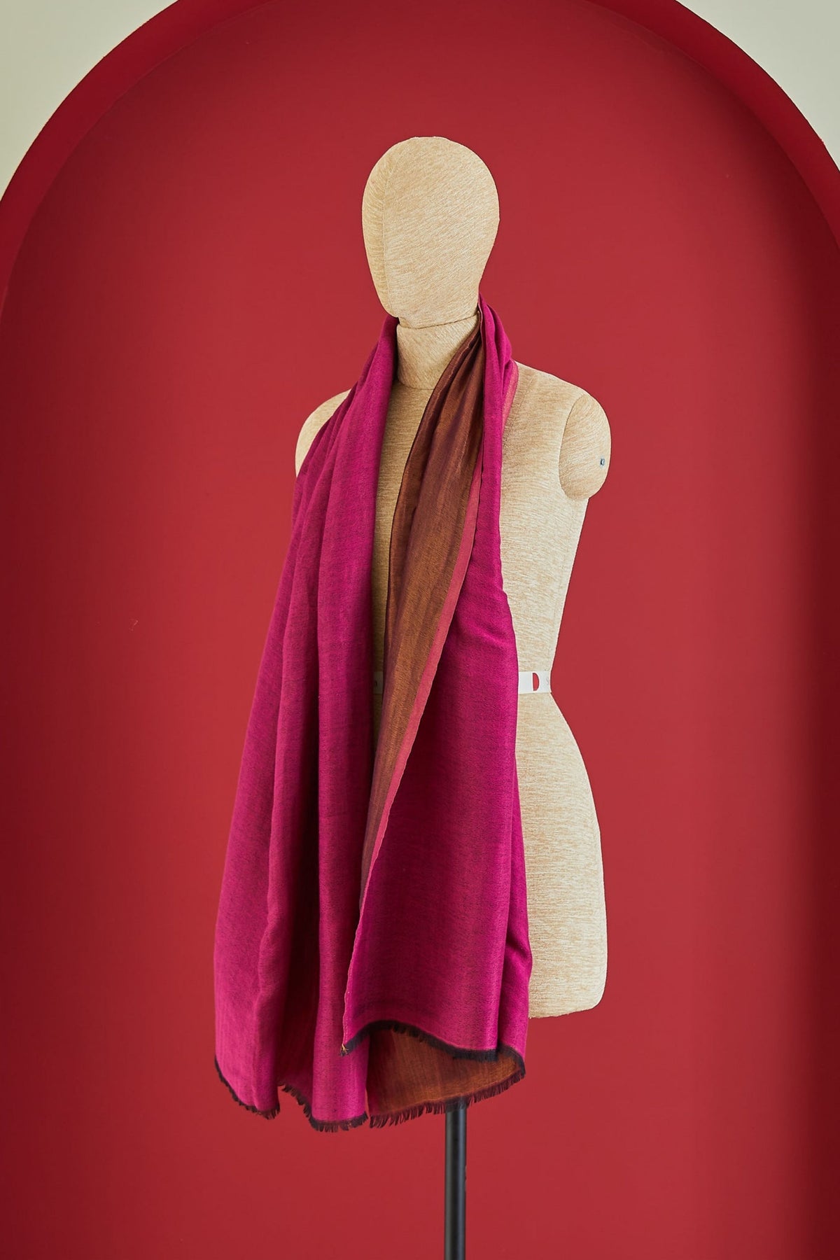 Wool Reversible Zari Pink Stole