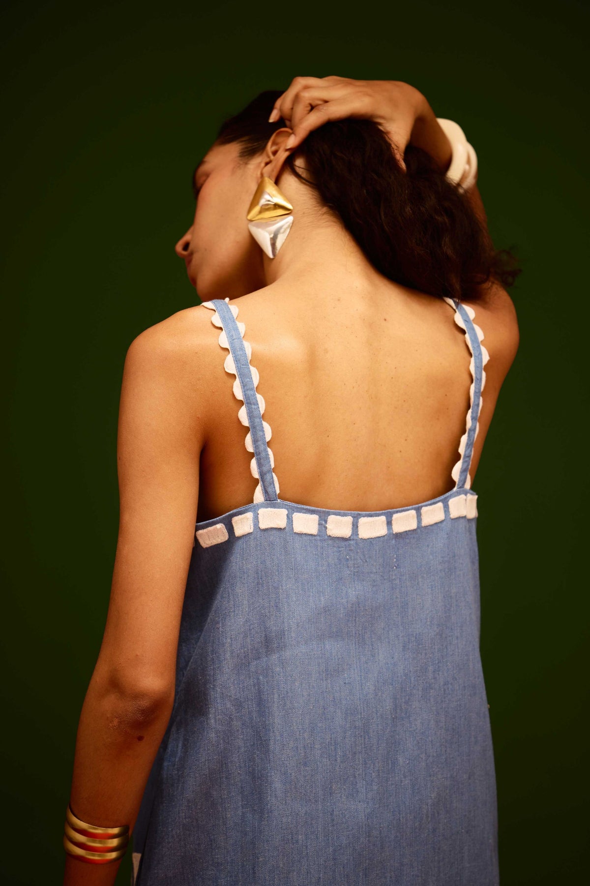 Denim Strappy Shift Dress