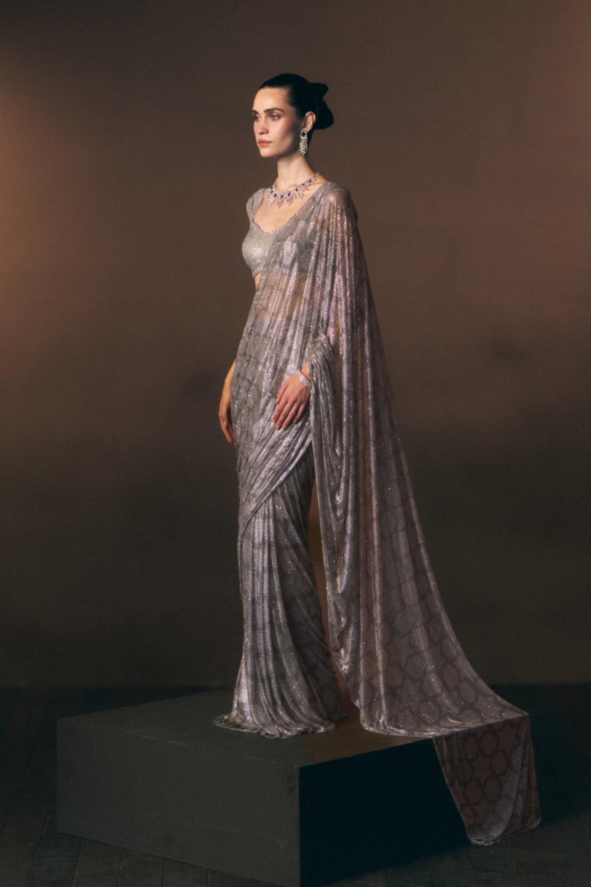 Argent Drape Saree Set