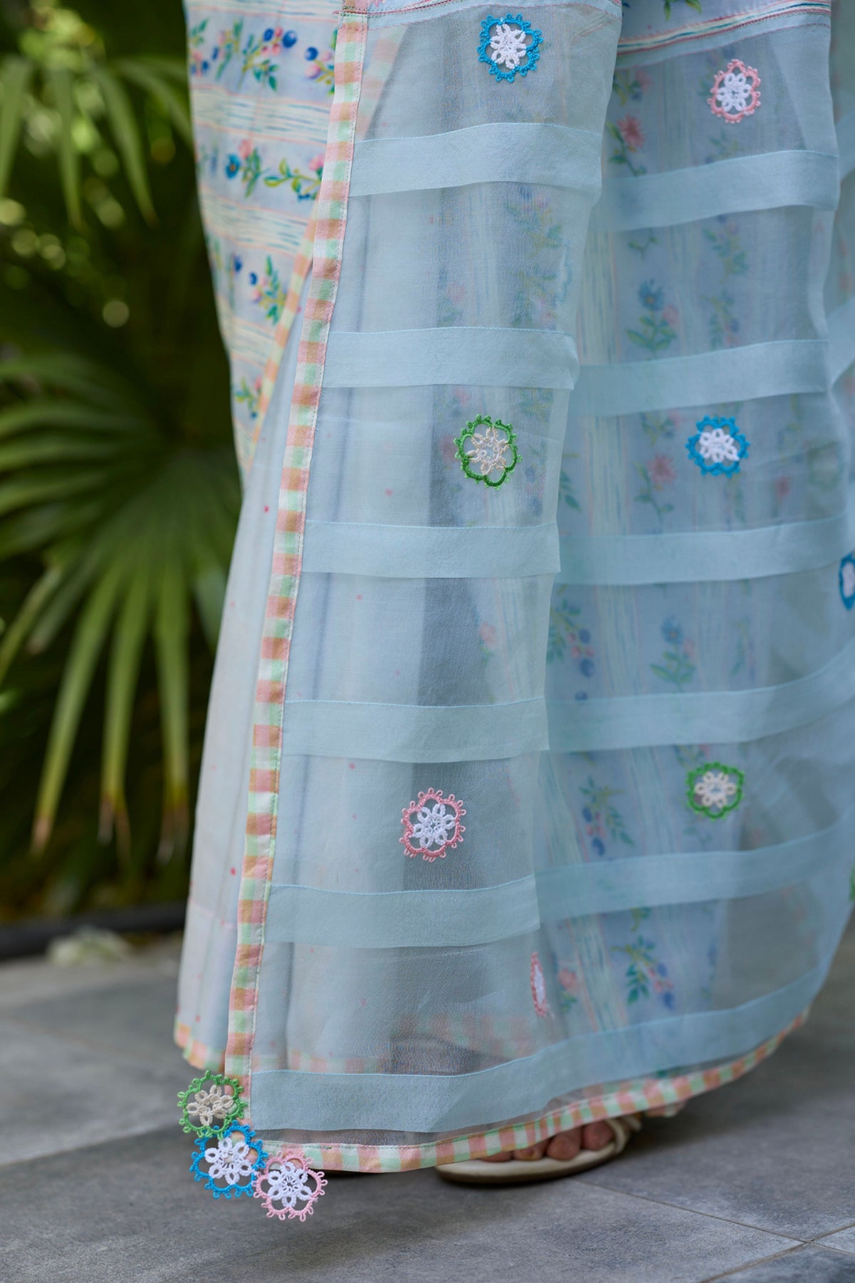 Hidden Orchard Blue Saree