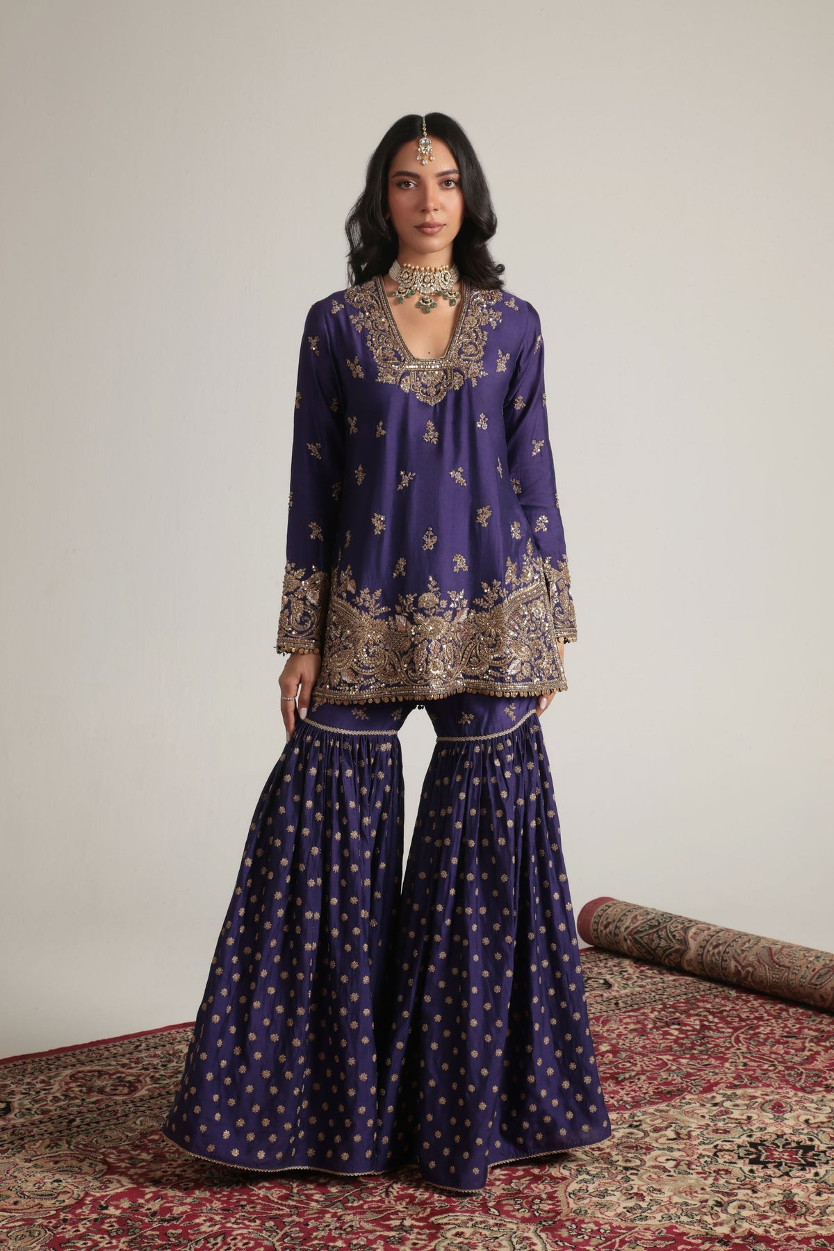 Purple Buti Sharara Set