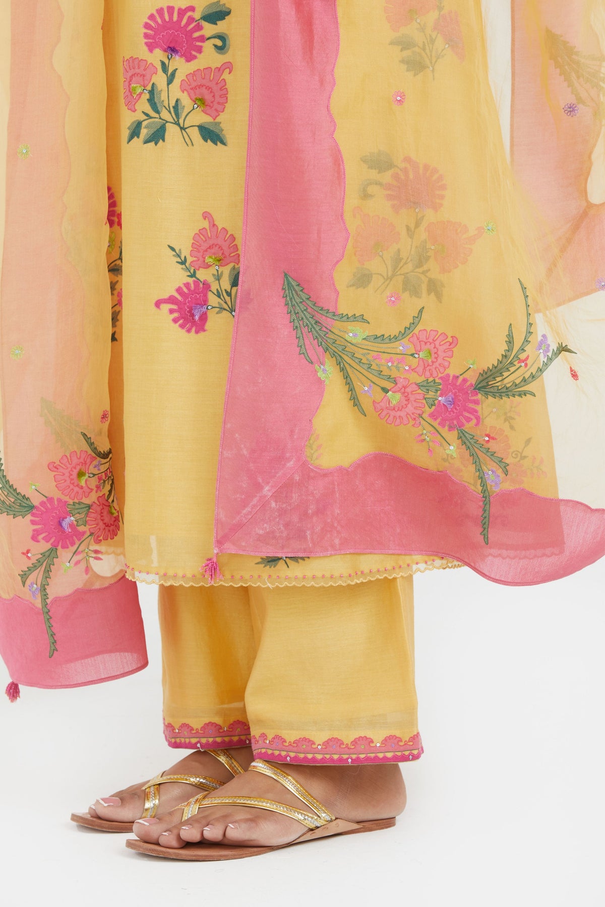 Chanderi Yellow Kurta Set