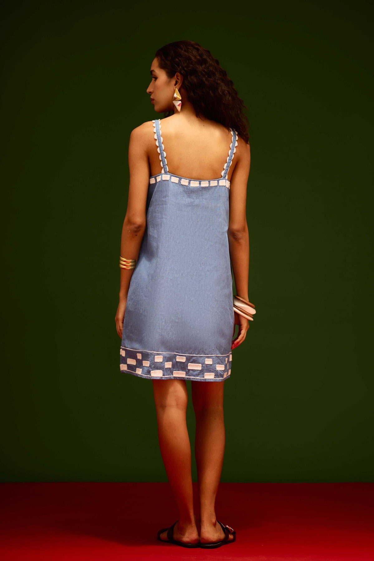 Denim Strappy Shift Dress