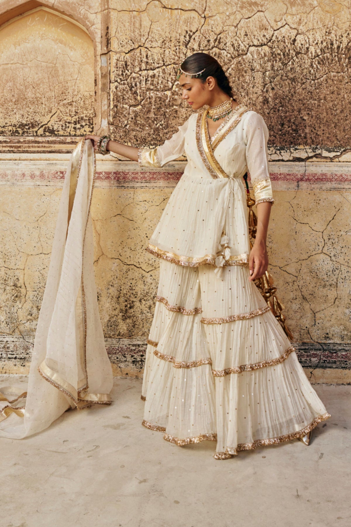 Ivory Chanderi Sharara Set