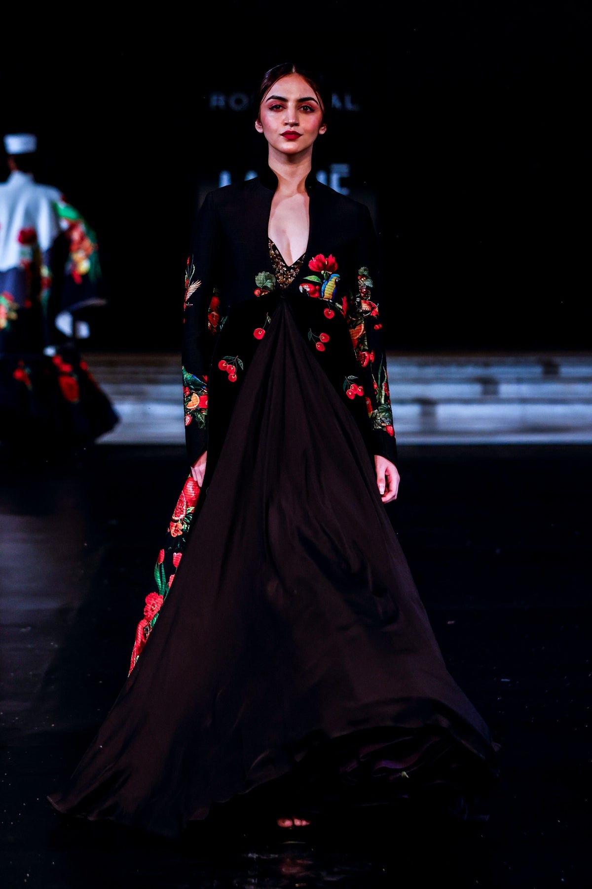 Long Printed Jacket With Anarkali