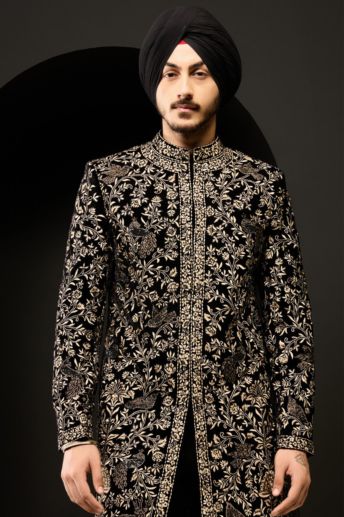 Open Embroidered Indo Western Set