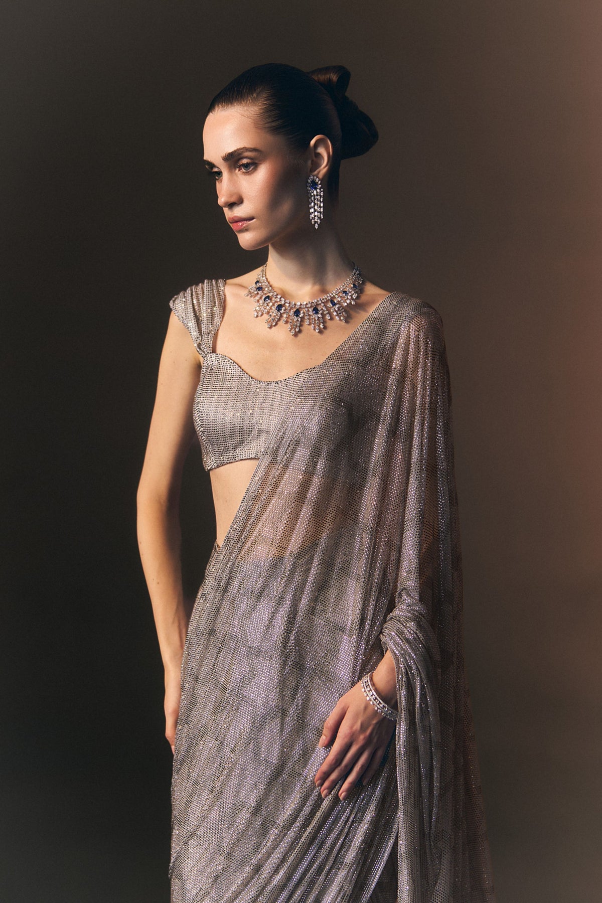Argent Drape Saree Set