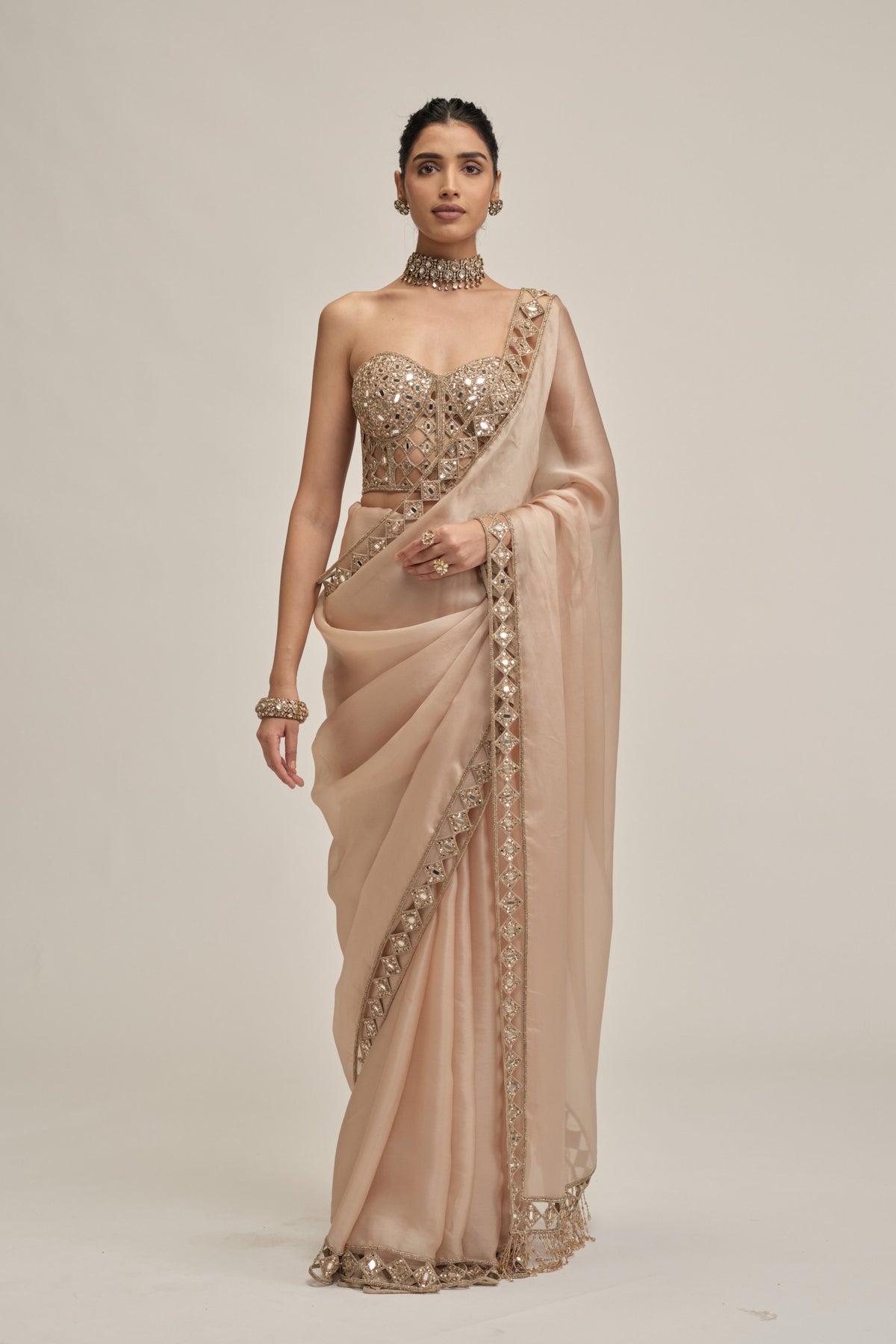 Modern Border Saree Set