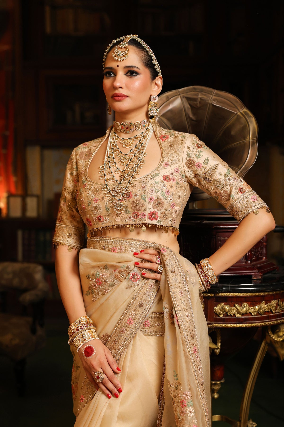 Ahista Ivory Mayur Saree Set