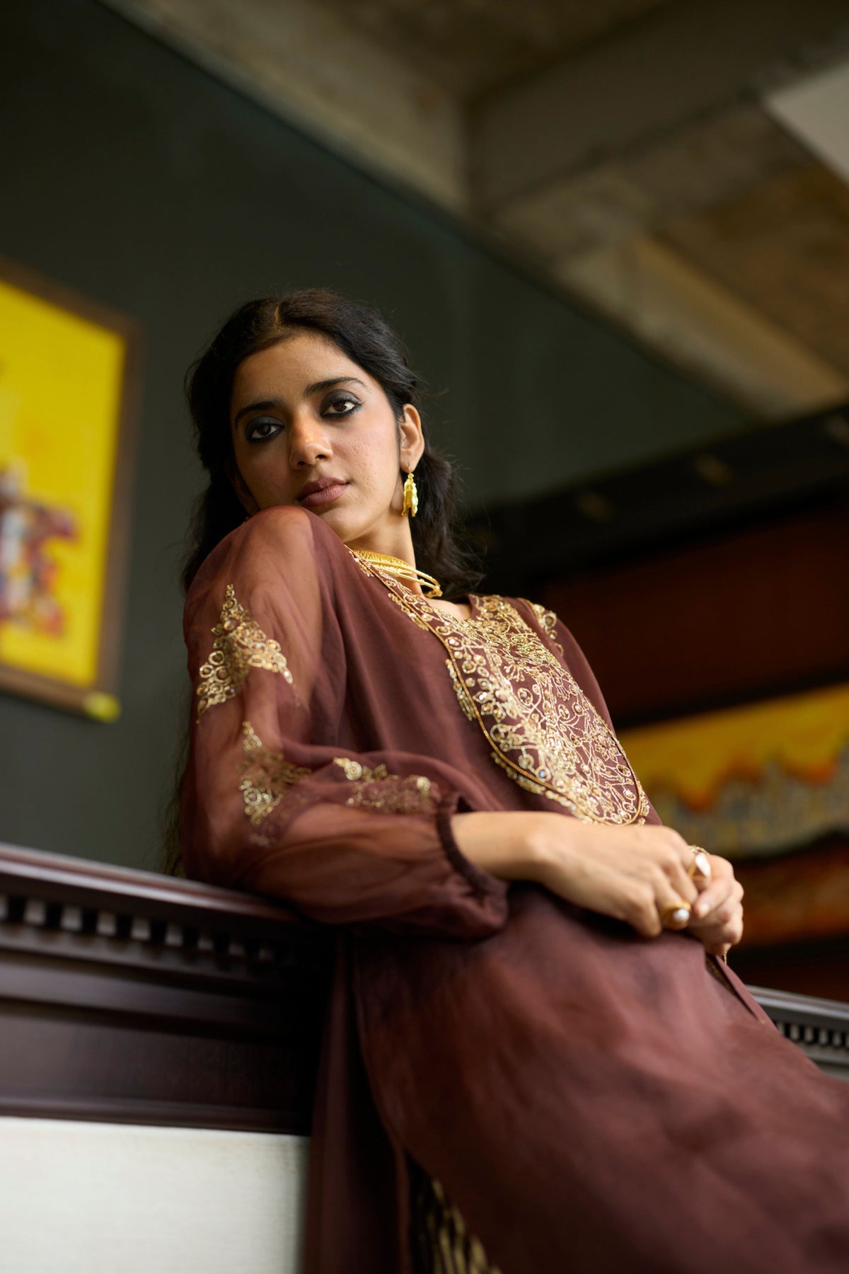 Brown Sukhali Kurta Set