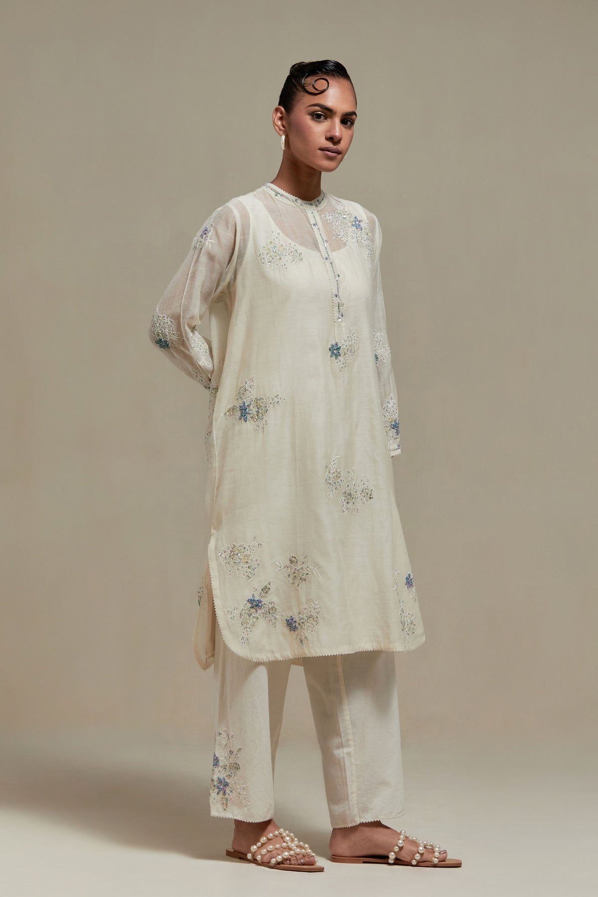 Blue Applique Kurta Set