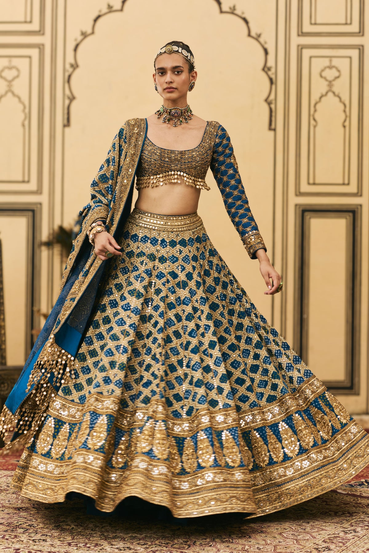 Blue Bandhani Lehenga Set