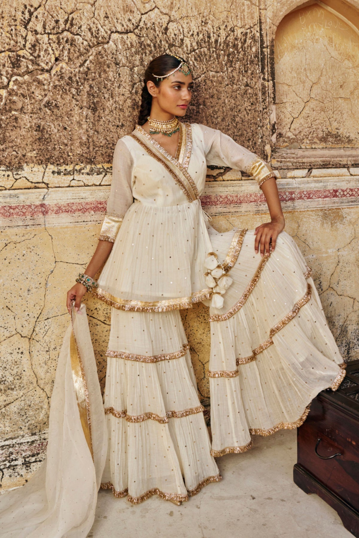 Ivory Chanderi Sharara Set