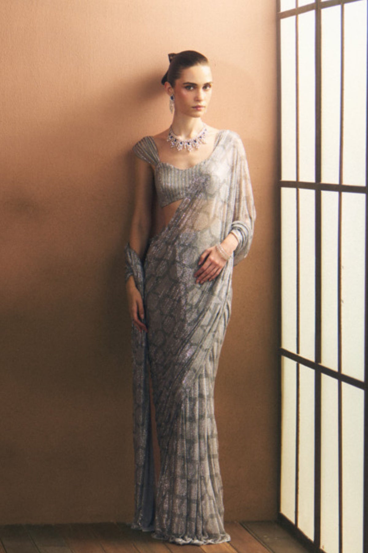 Argent Drape Saree Set