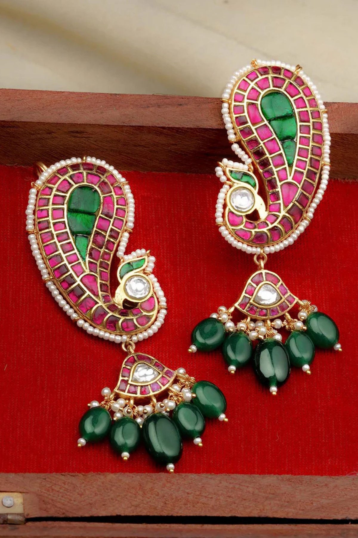 Multicolor Gold Plated Kundan Earrings
