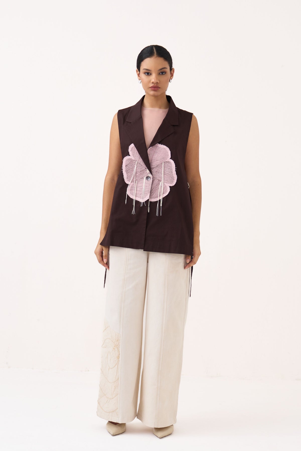 Floral Applique Waistcoat Set