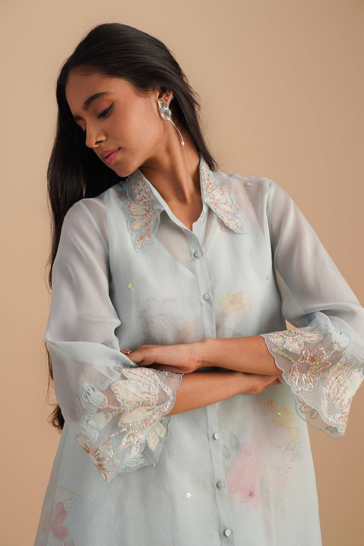 Powder Blue Organza Co-ord Set