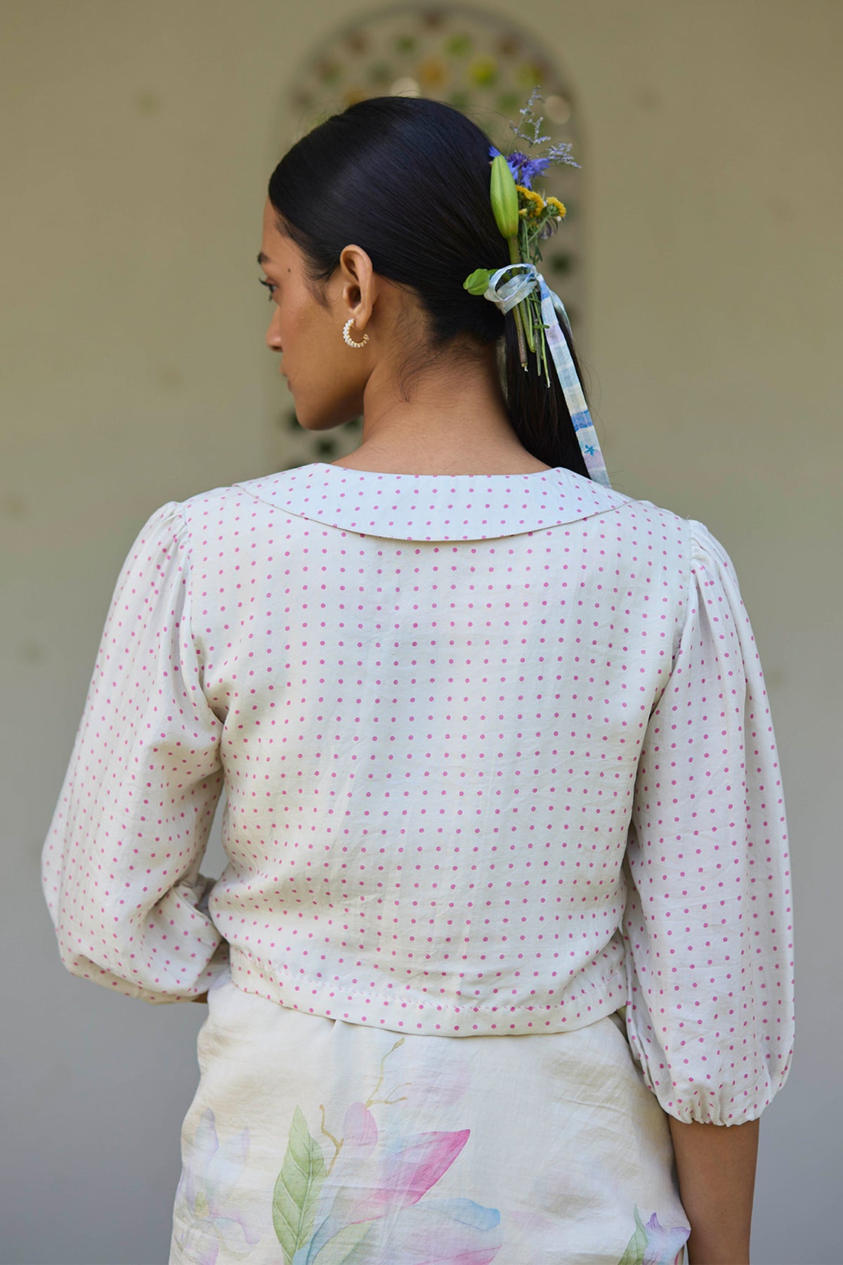 Dew Drops Beige Blouse