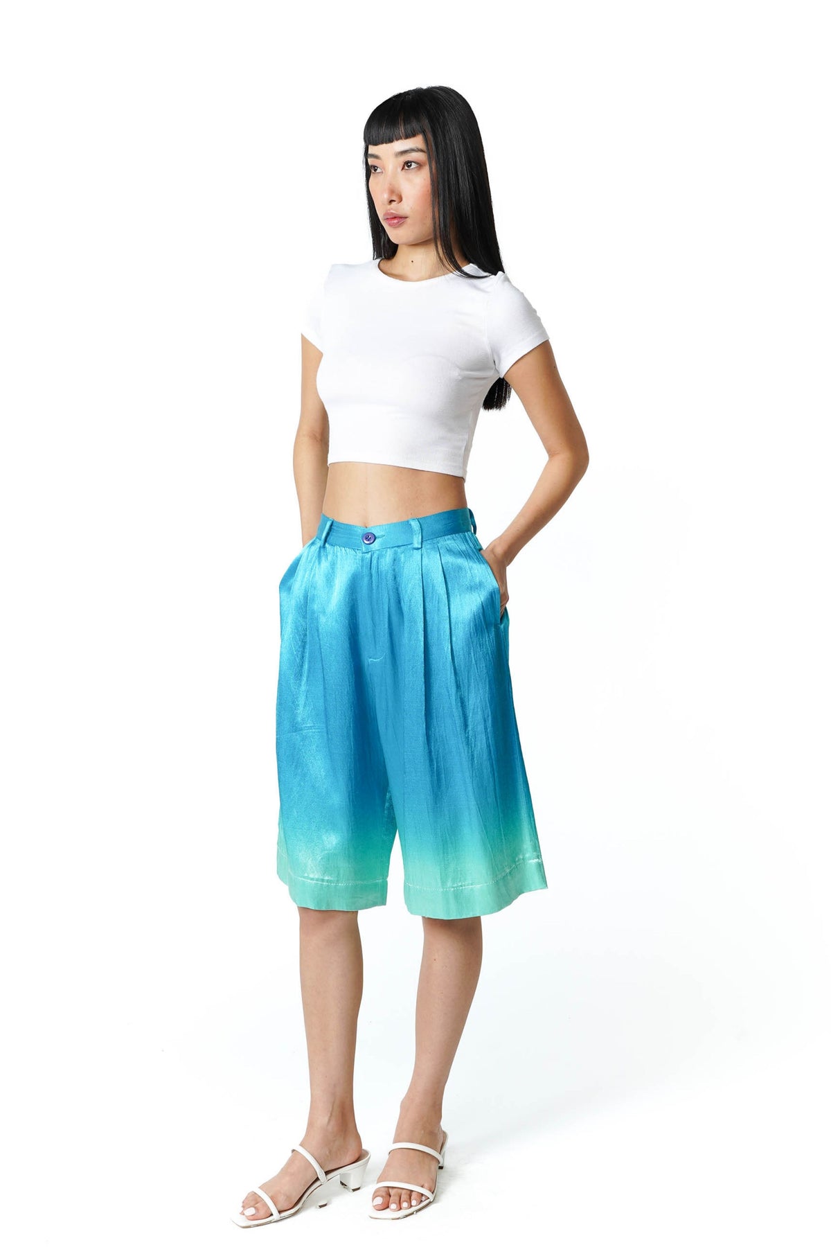 Icey Blue Silk Shorts