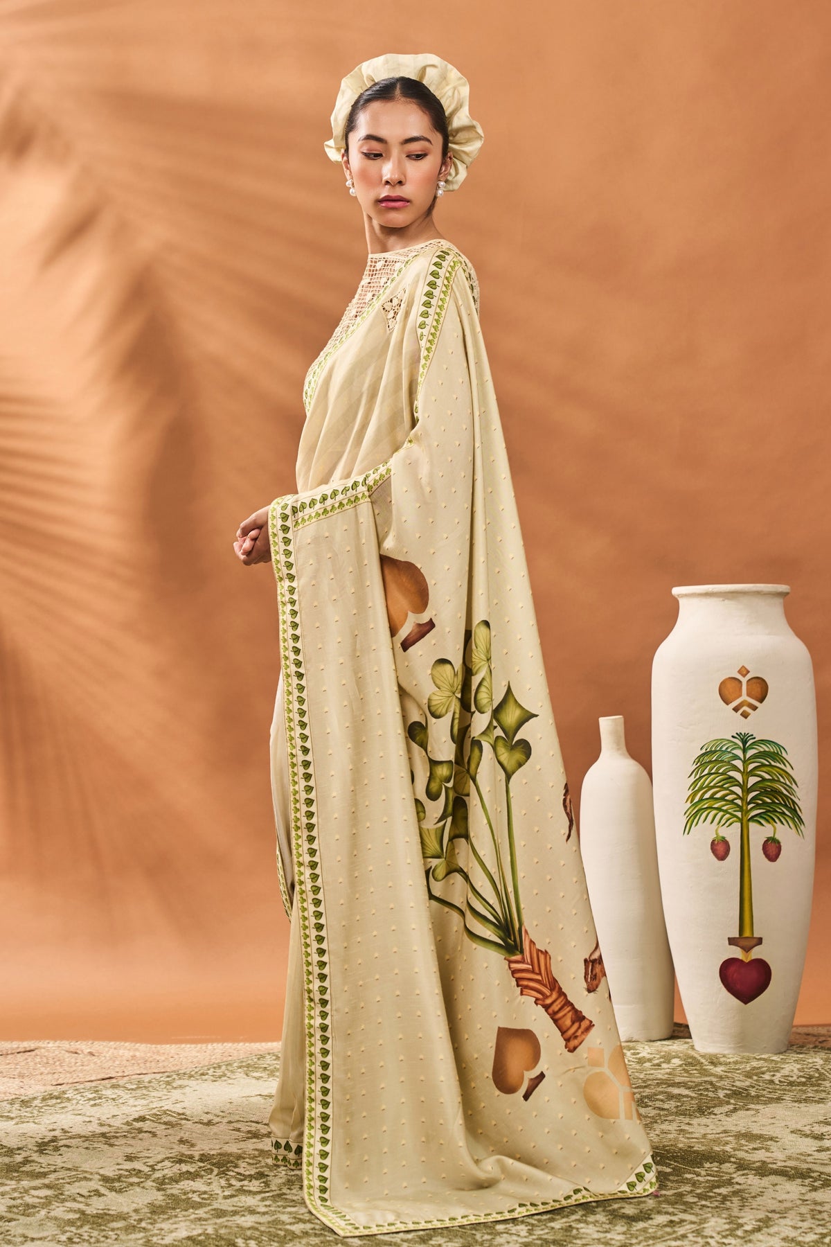 Sage Green Striped All Fours Saree