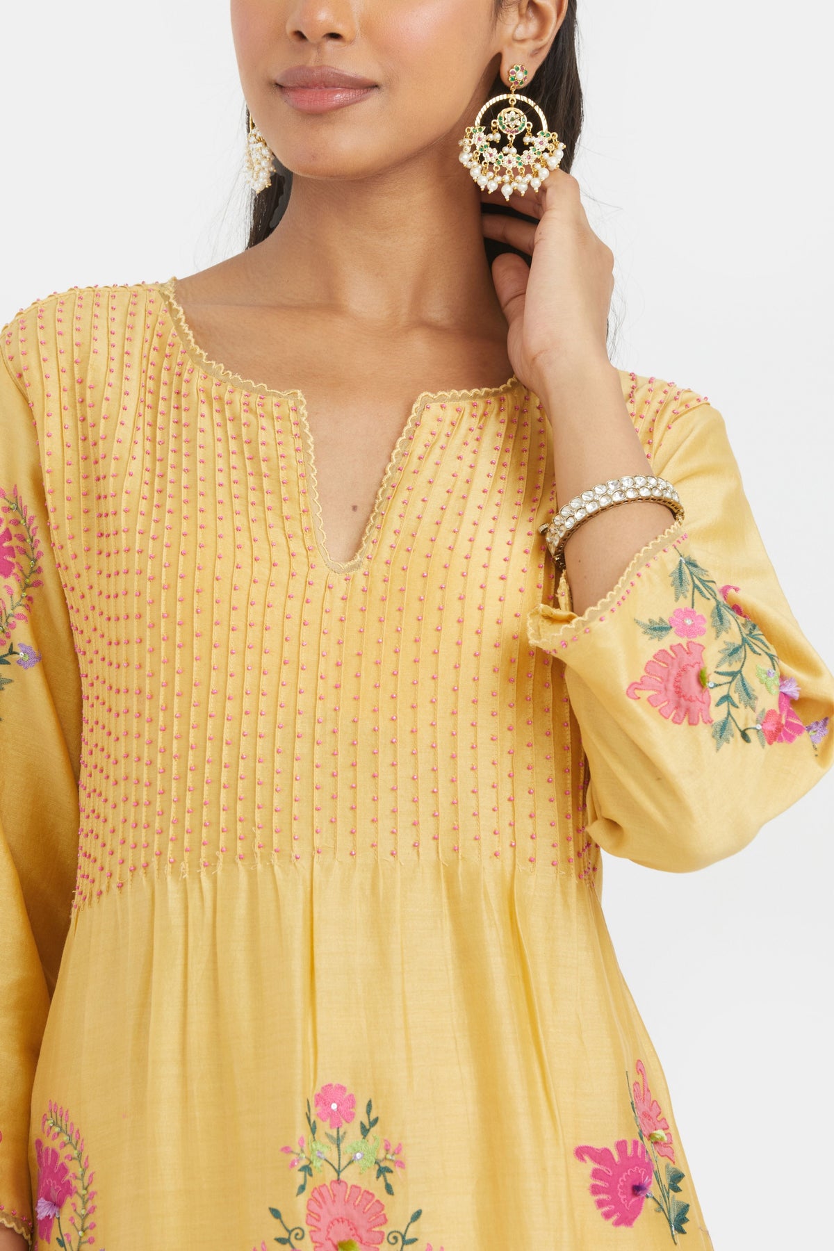 Chanderi Yellow Kurta Set