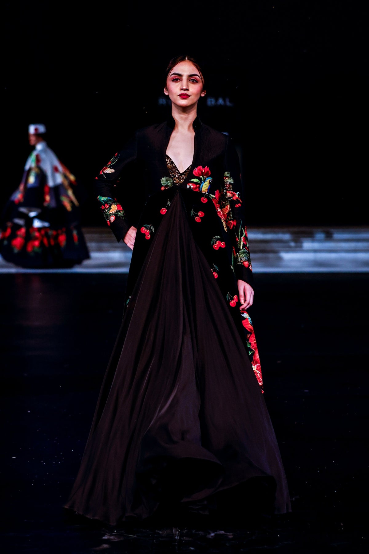 Long Printed Jacket With Anarkali